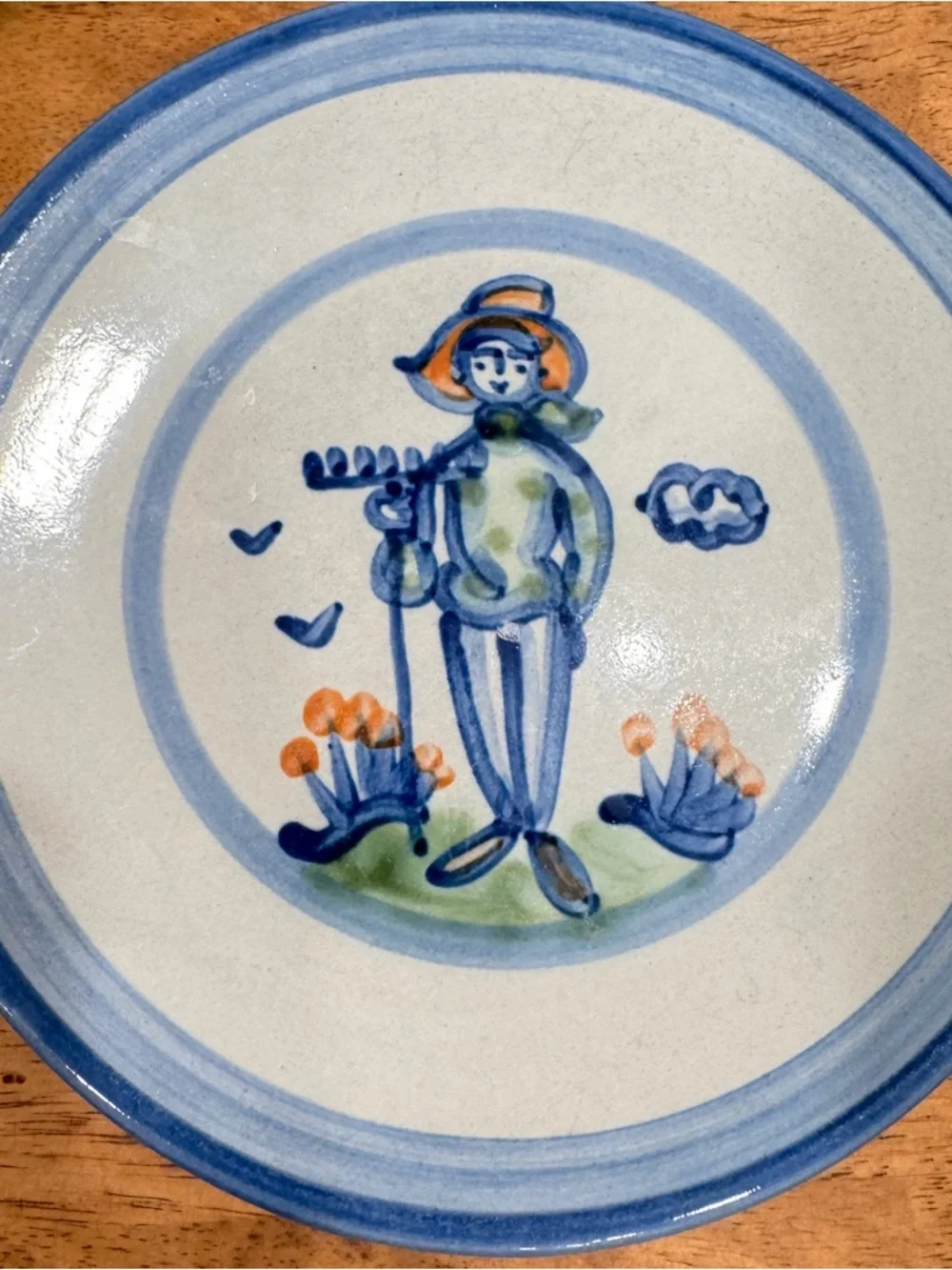 Vintage M.A. Hadley 8” Plated Set Of 2 Boy Girl Farm Country Ceramic